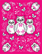 Whimsical Pink Owl Butterfly Gathering Rug