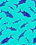 Marine Blue Fish Ocean Swirls Rug