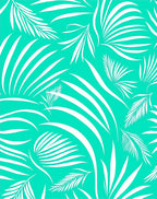 Bright Teal Palm Frond Lush Rug
