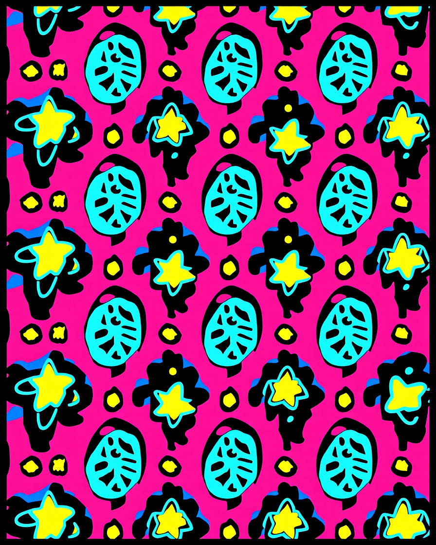 Bold Pink Aqua Yellow Starburst Rug