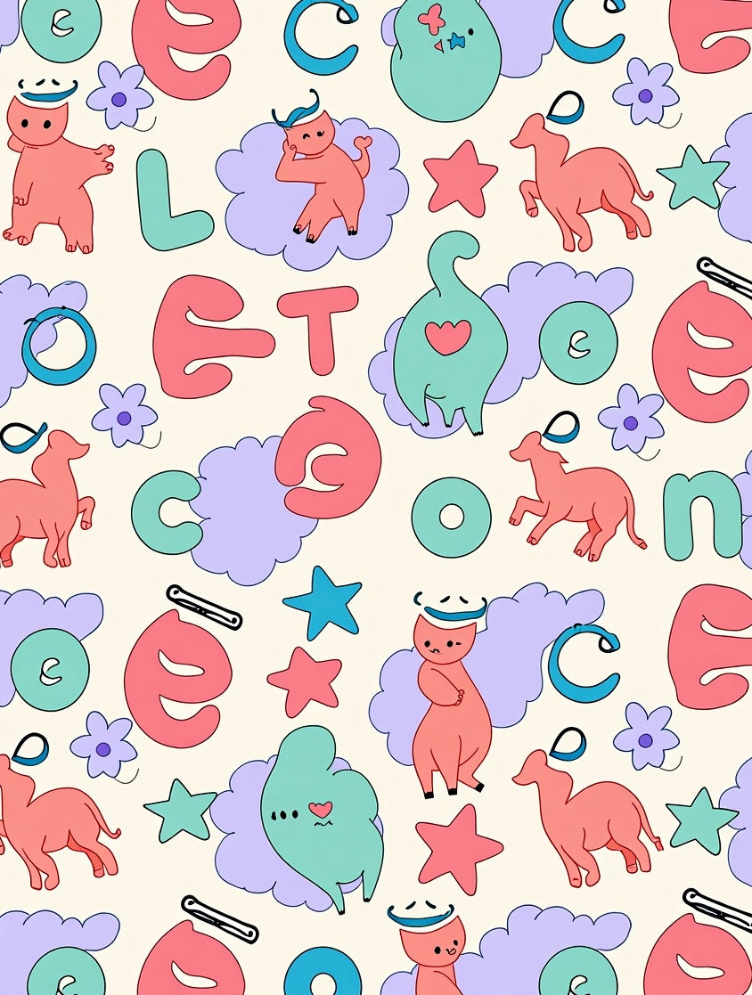 Cute Cartoon Animal Letter Cloud Rug
