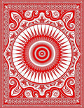 Crimson Sunburst Mandala Border Rug