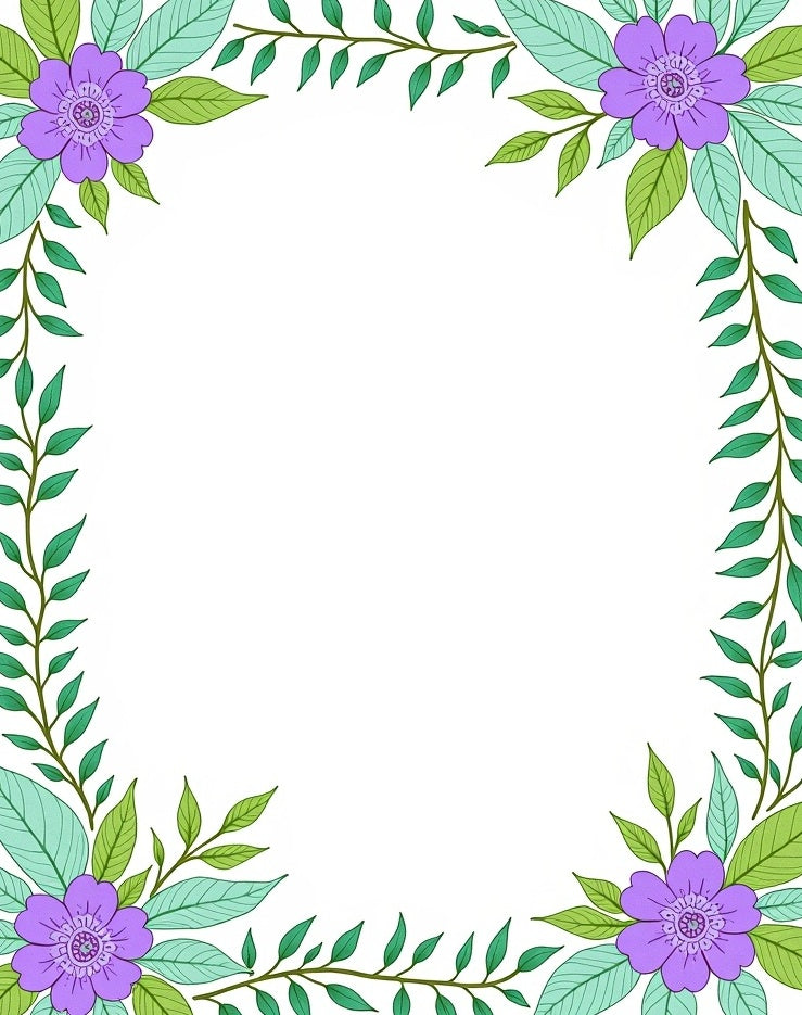 Violet Floral Vine Border Rug