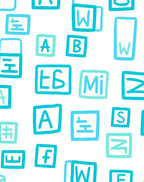 Aqua Blue Alphabet Blocks Rug