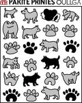 Playful Gray Dog Paw Print Collage Rug
