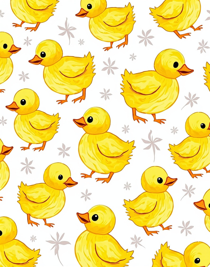 Whimsical Yellow Duckling Garden Pattern Rug