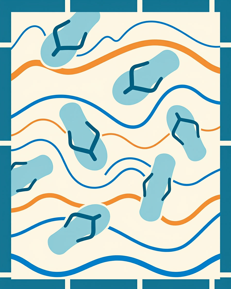 Light Blue Flip Flop Waves Rug