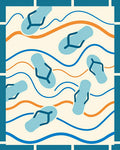 Light Blue Flip Flop Waves Rug