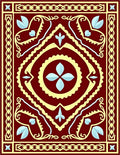 Crimson Yellow Light Blue Floral Medallion Rug