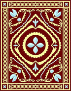 Crimson Yellow Light Blue Floral Medallion Rug