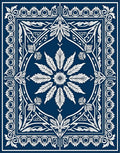 Classic Deep Blue Floral Medallion Rug