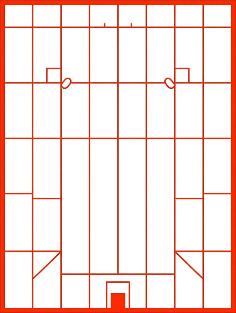 Geometric Red Rectangles Arrangement Rug