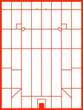 Geometric Red Rectangles Arrangement Rug