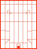 Geometric Red Rectangles Arrangement Rug
