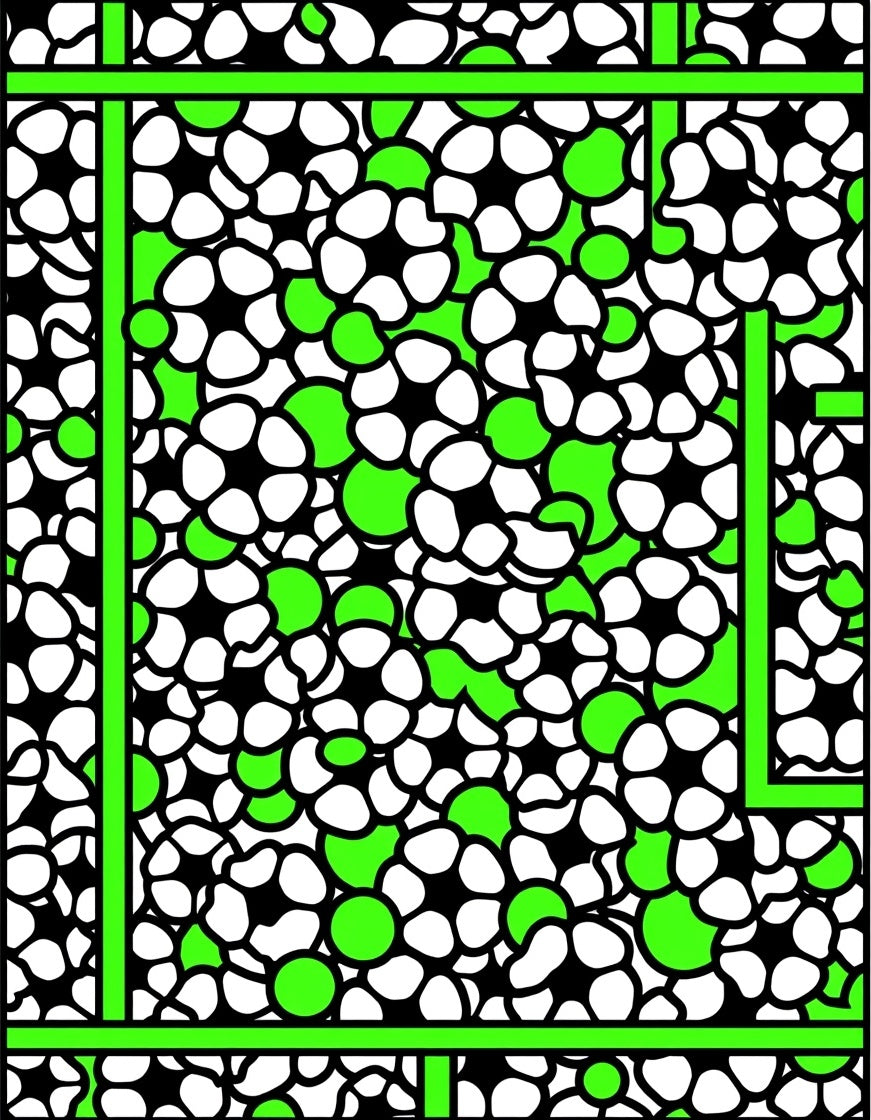 Bright Green Geometric Floral Arrangement Rug