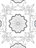 Ornate Floral Mandala Black White Art Rug