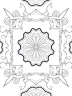 Ornate Floral Mandala Black White Art Rug