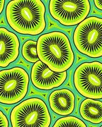 Vibrant Green Kiwi Slices Rug