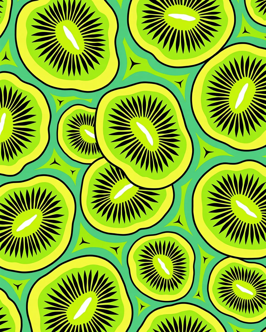 Vibrant Green Kiwi Slices Rug