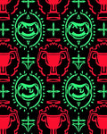 Bold Red Green Trophy Medallion Rug