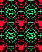 Bold Red Green Trophy Medallion Rug