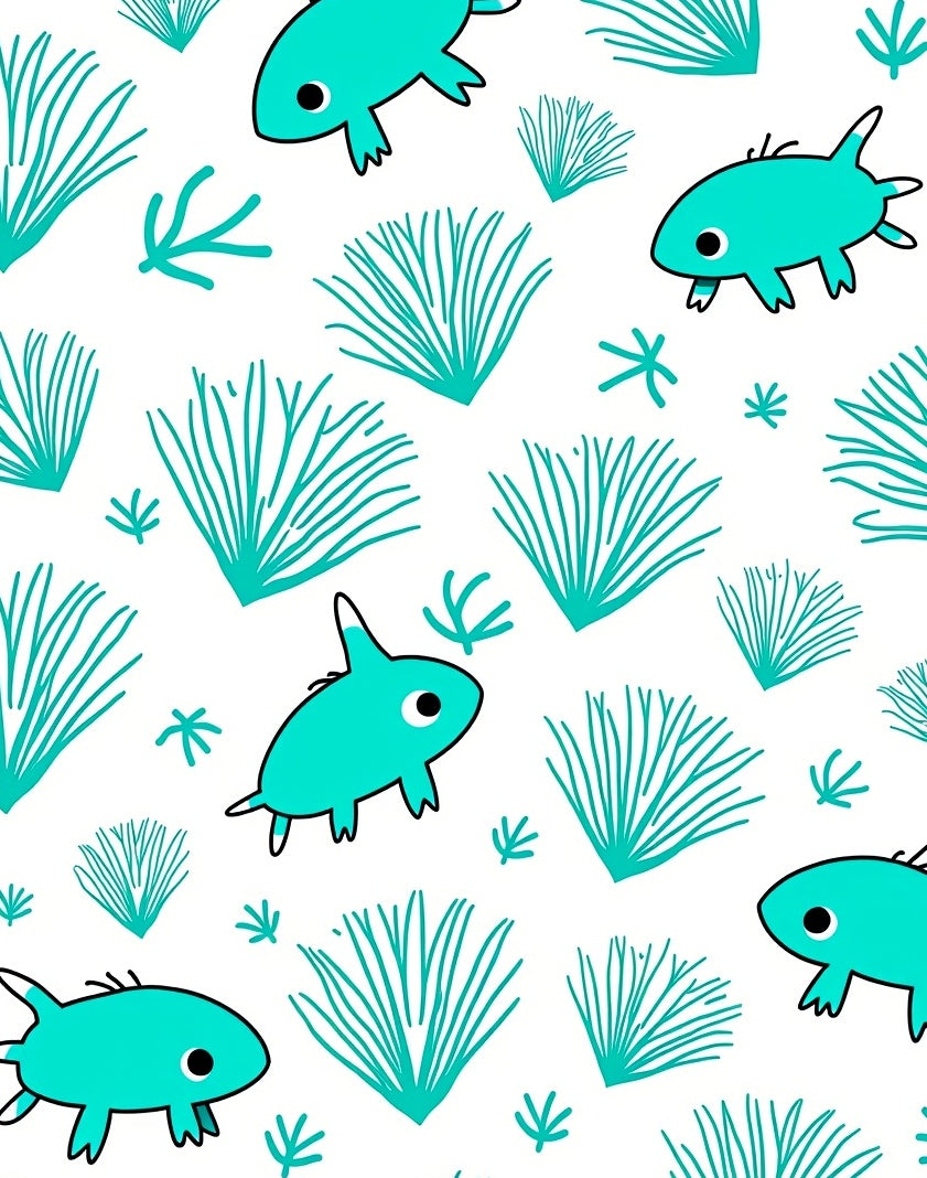 Aqua Fish Coral Whimsy Rug