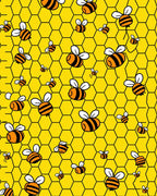 Golden Yellow Honeycomb Bee Assemblage Rug
