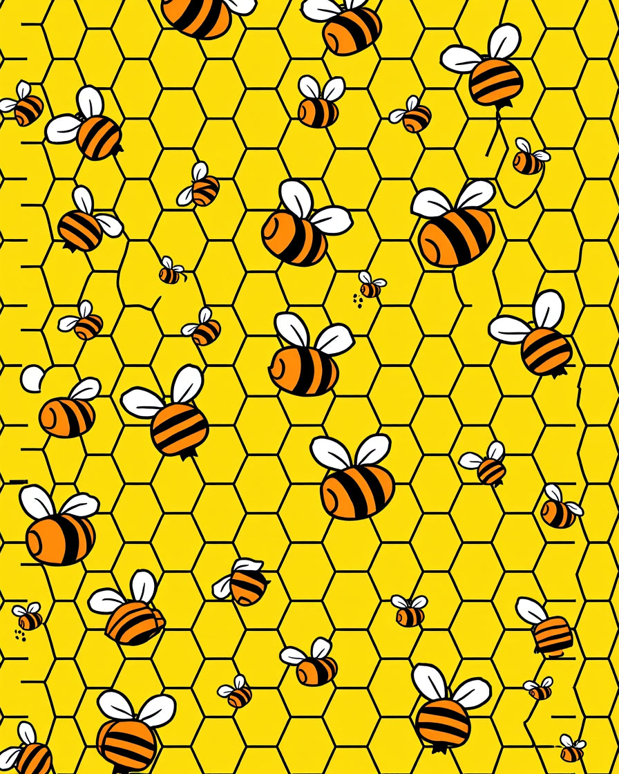 Golden Yellow Honeycomb Bee Assemblage Rug