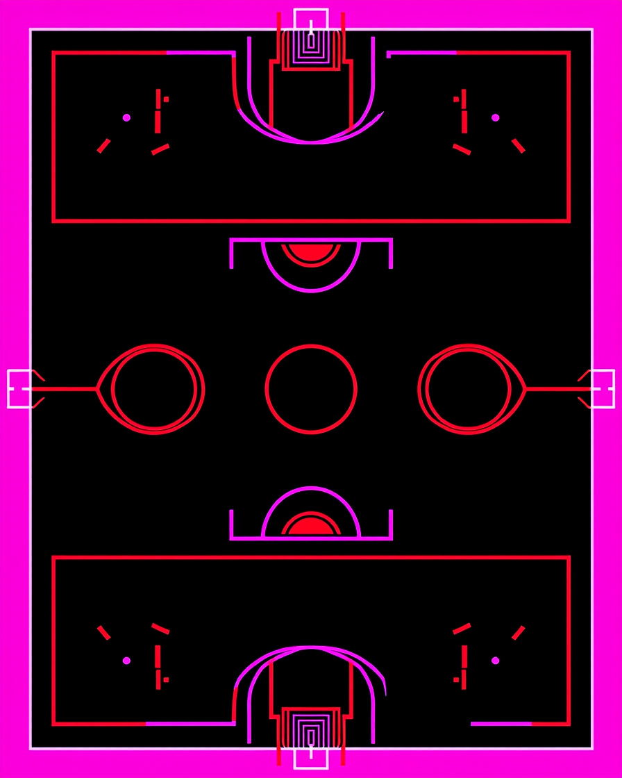 Vibrant Pink Red Geometric Abstraction Rug