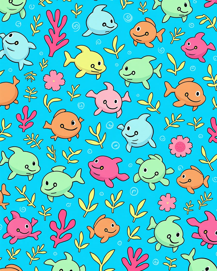Playful Dolphins and Fish Underwater Scene Rug