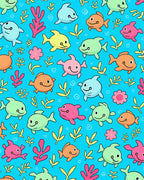 Playful Dolphins and Fish Underwater Scene Rug