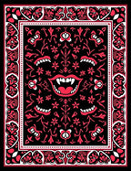Crimson Red Vampire Mouth Floral Rug