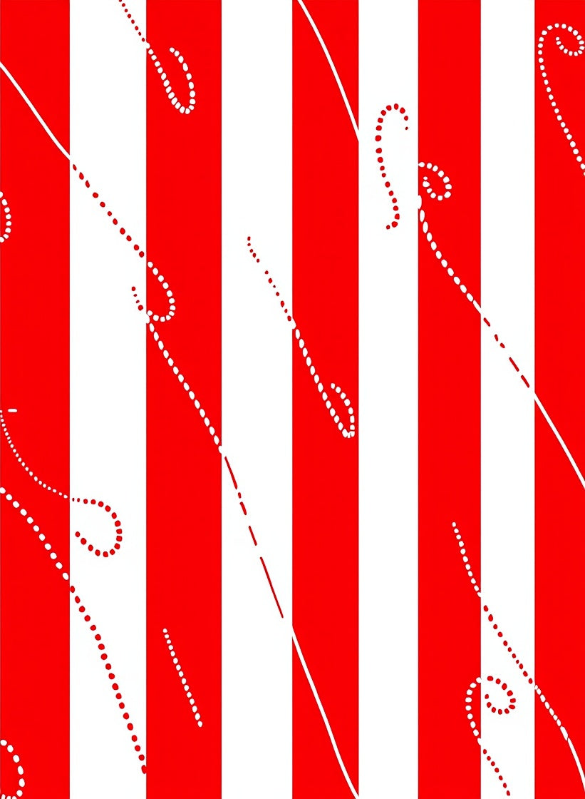 Crimson White Abstract Swirl Stripe Rug