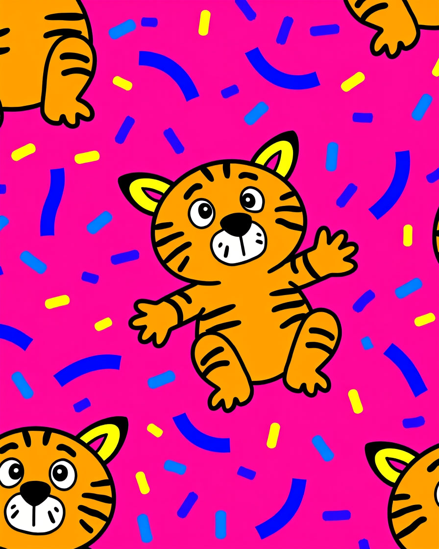 Pink Tiger Confetti Celebration Rug