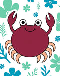 Whimsical Crimson Crab Floral Scene Rug