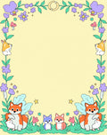 Whimsical Fox Floral Garden Frame Rug