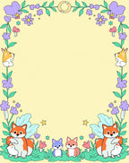 Whimsical Fox Floral Garden Frame Rug