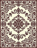 Rich Burgundy Floral Scroll Medallion Rug