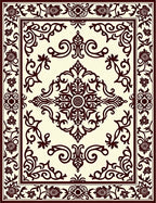Rich Burgundy Floral Scroll Medallion Rug