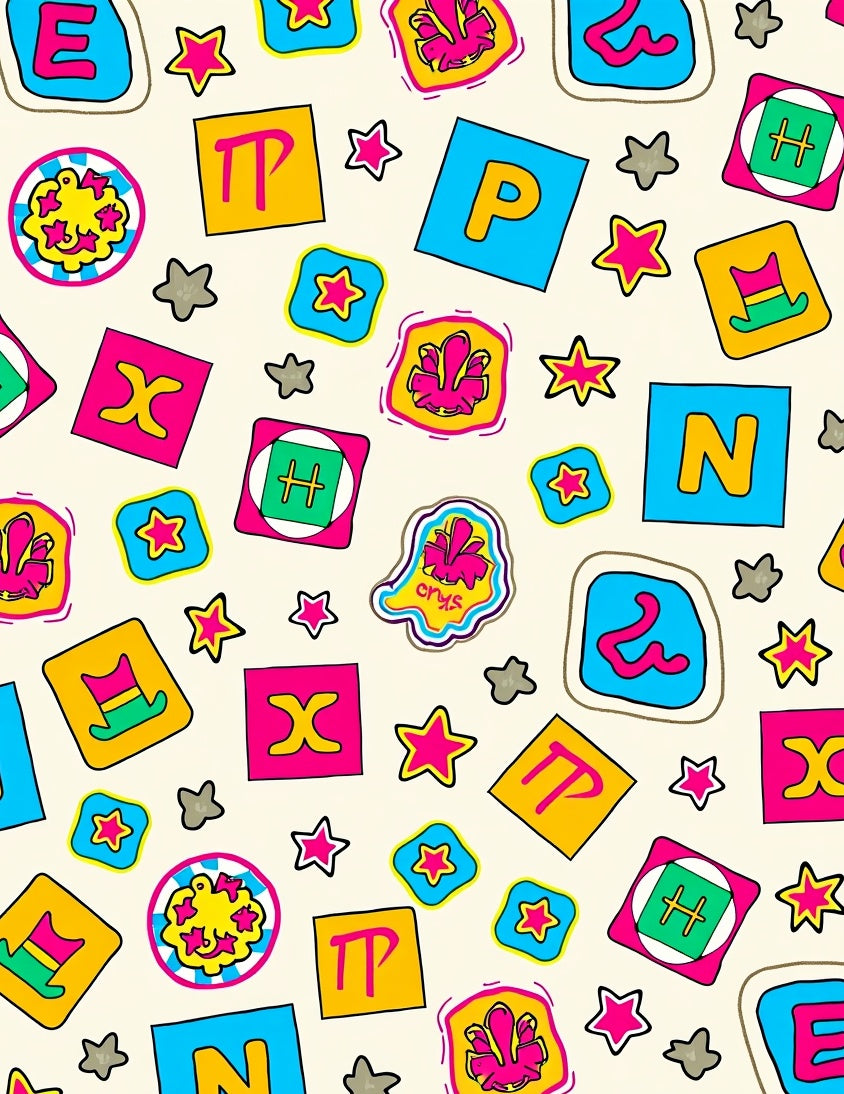 Whimsical Colorful Retro Pop Art Shapes Rug