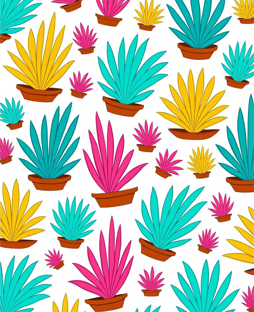 Vibrant Potted Plants Tropical Foliage Rug