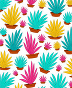 Vibrant Potted Plants Tropical Foliage Rug