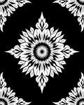 Black White Floral Medallion Art Rug