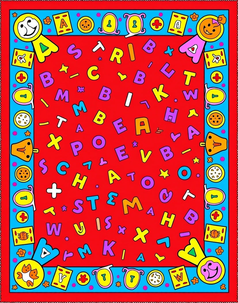 Colorful Alphabet Border Rug