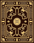 Antique Brown Golden Floral Border Rug