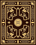 Antique Brown Golden Floral Border Rug