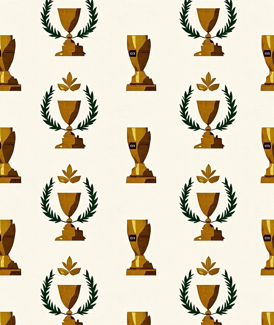 Golden Trophy Laurel Wreath Pattern Rug