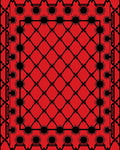 Crimson Black Sunburst Geometric Lattice Rug