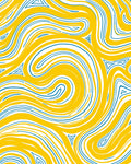 Golden Blue Swirling River Rug