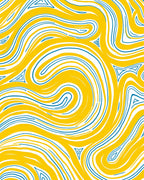 Golden Blue Swirling River Rug